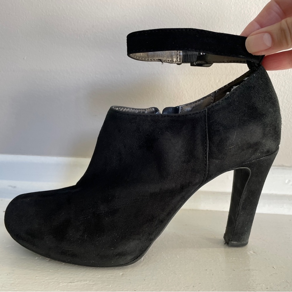 Black Suede Heeled Ankle Boots
